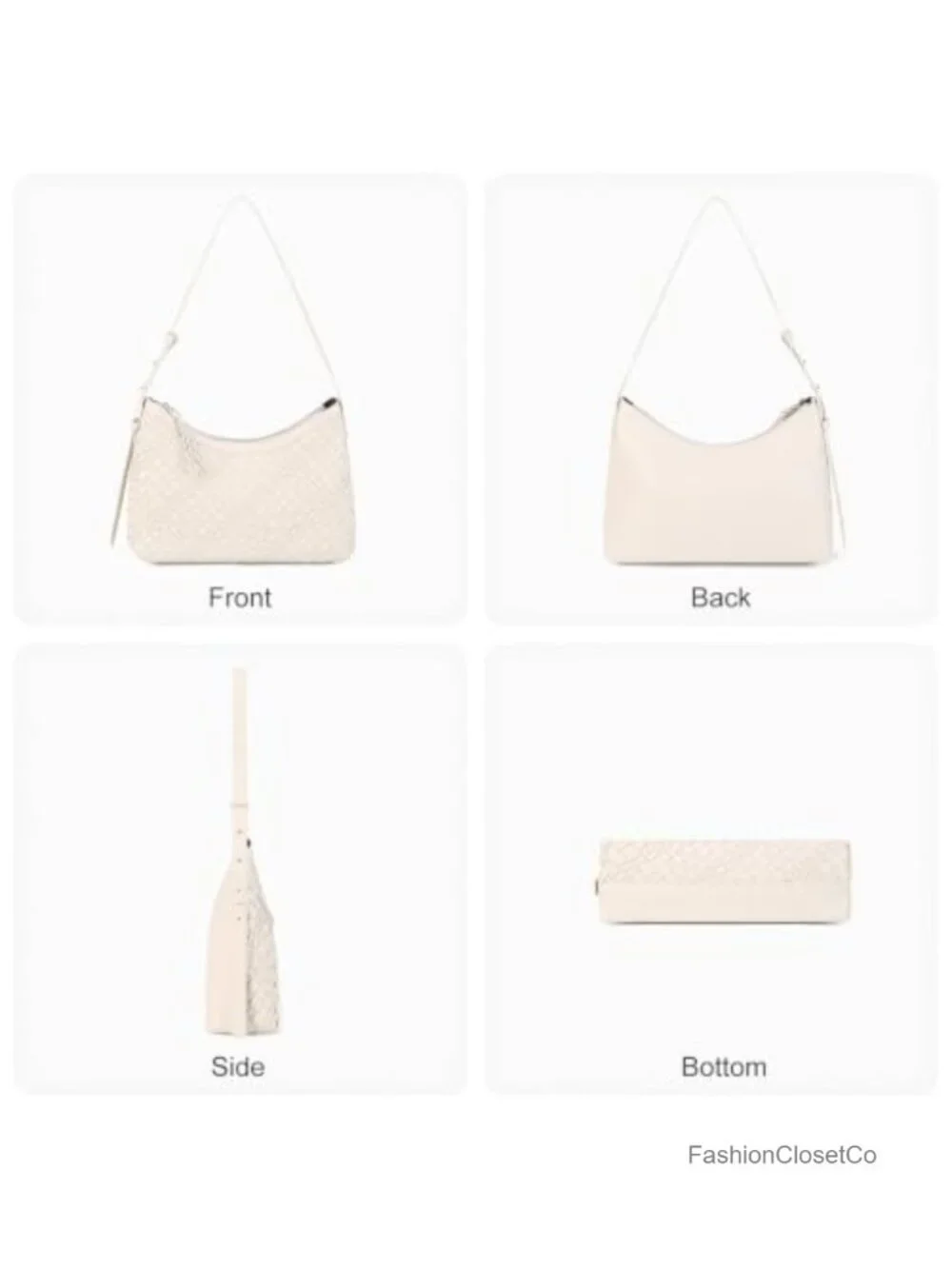 Hand-Woven Vegan Leather Hobo Purse Underarm Bag
